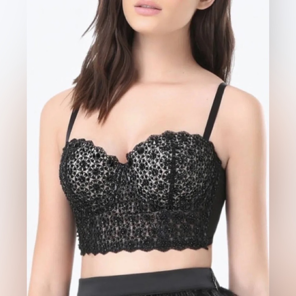 BEBE - NWT - Black Beaded Lace Bralette